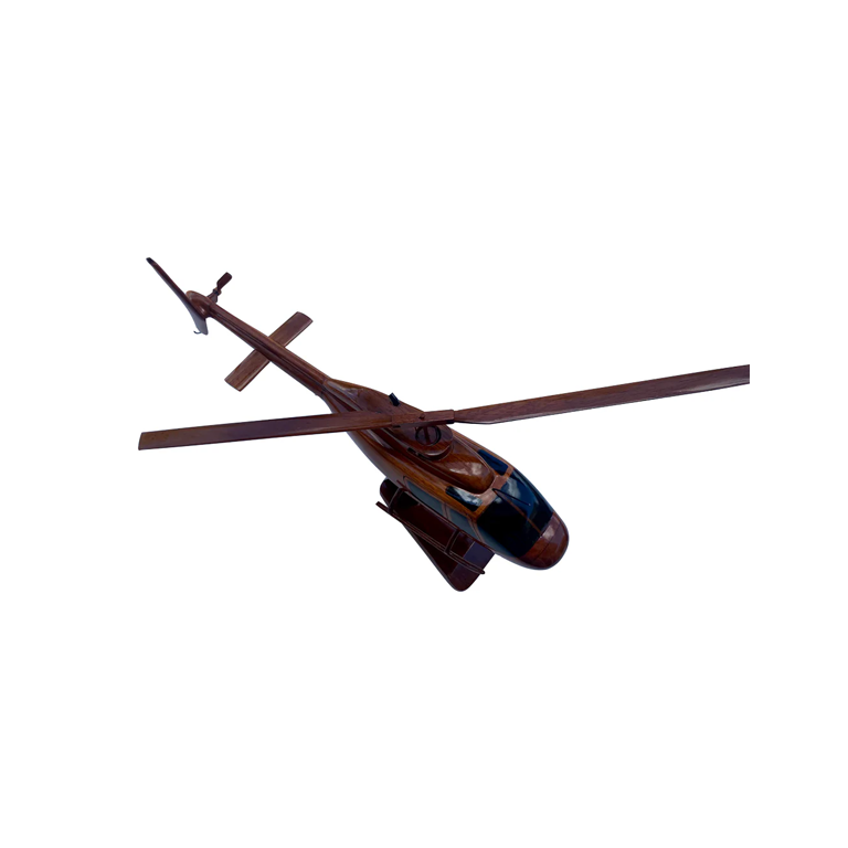 Bell 206 Mahogany Wood Desktop Helicopter Model