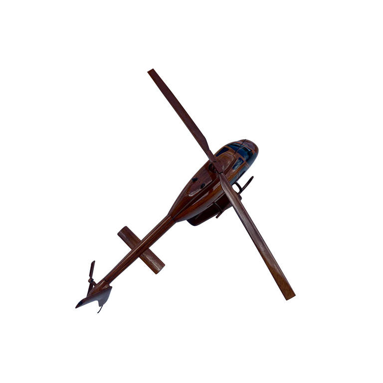 Bell 206 Mahogany Wood Desktop Helicopter Model