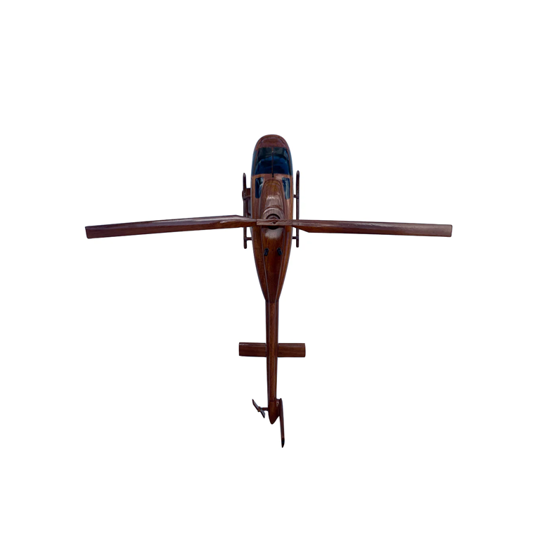 Bell 206 Mahogany Wood Desktop Helicopter Model