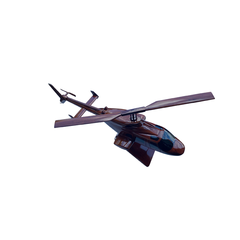 Bell 222 Airwolf Mahogany Wood Desktop Helicopter Model