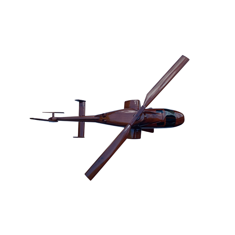 Bell 222 Airwolf Mahogany Wood Desktop Helicopter Model