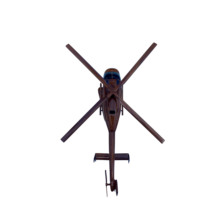 Bell 407 Mahogany Wood Desktop Helicopter Model