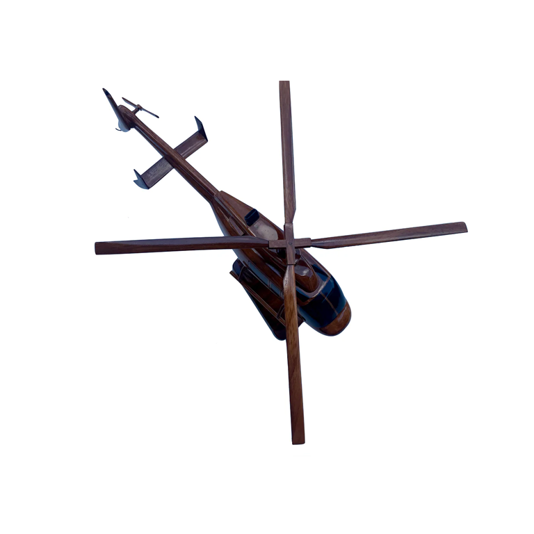 Bell 407 Mahogany Wood Desktop Helicopter Model