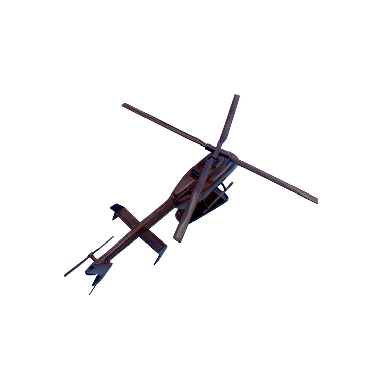 Bell 407 Mahogany Wood Desktop Helicopter Model