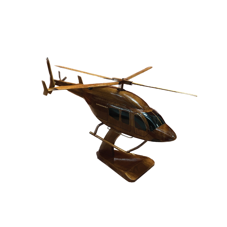 Bell 429 Mahogany Wood Desktop Helicopter Model