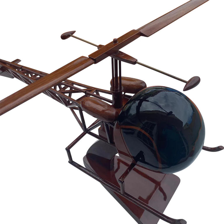 Bell 47 Mahogany Wood Desktop Helicopter Model