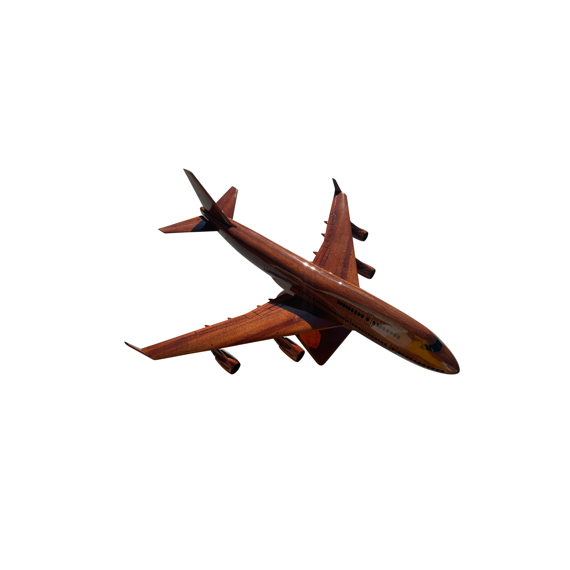 Boeing 747 Mahogany Wood Desktop Airplane Model