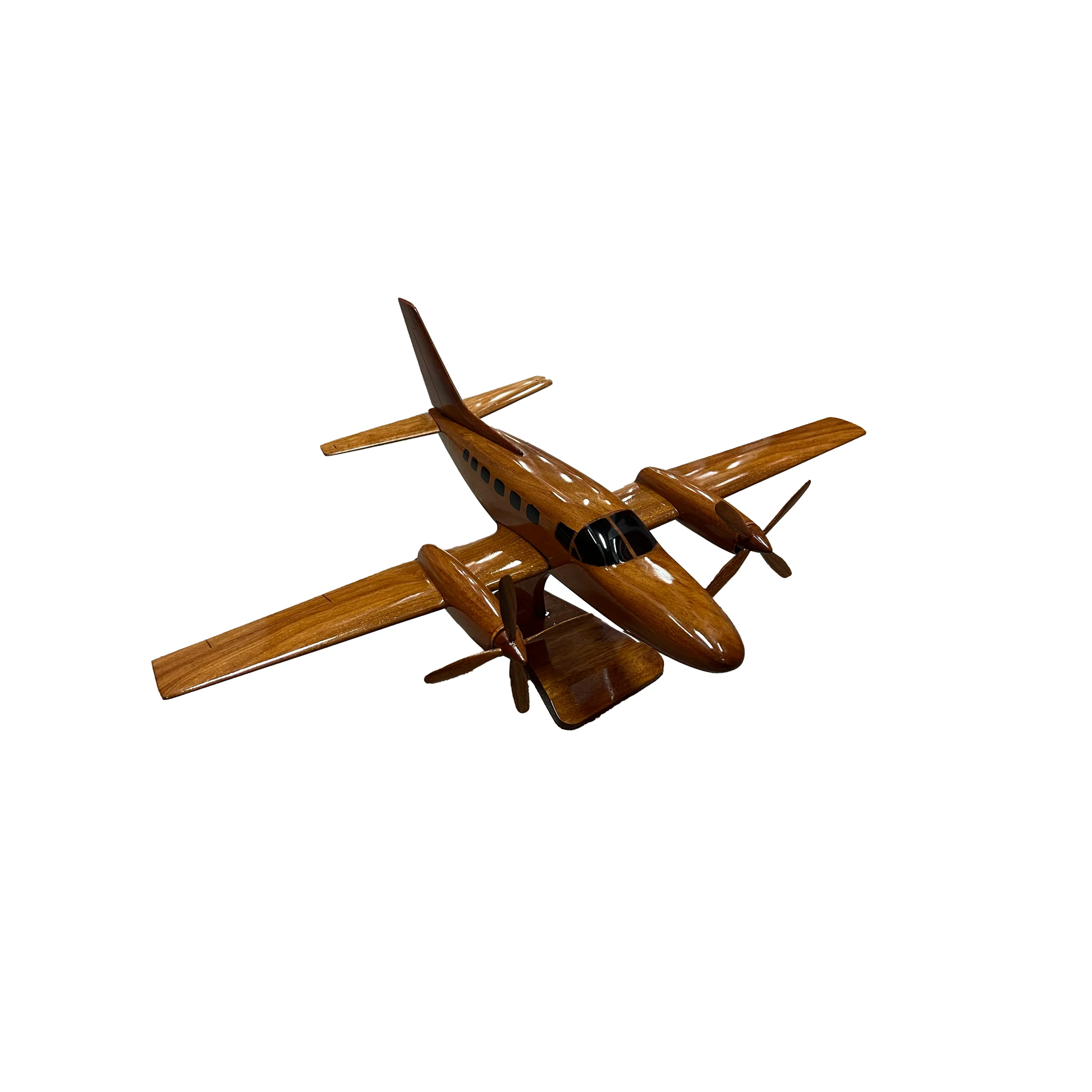 Cessna 441 Conquest II Mahogany Wood Desktop Airplane Model.