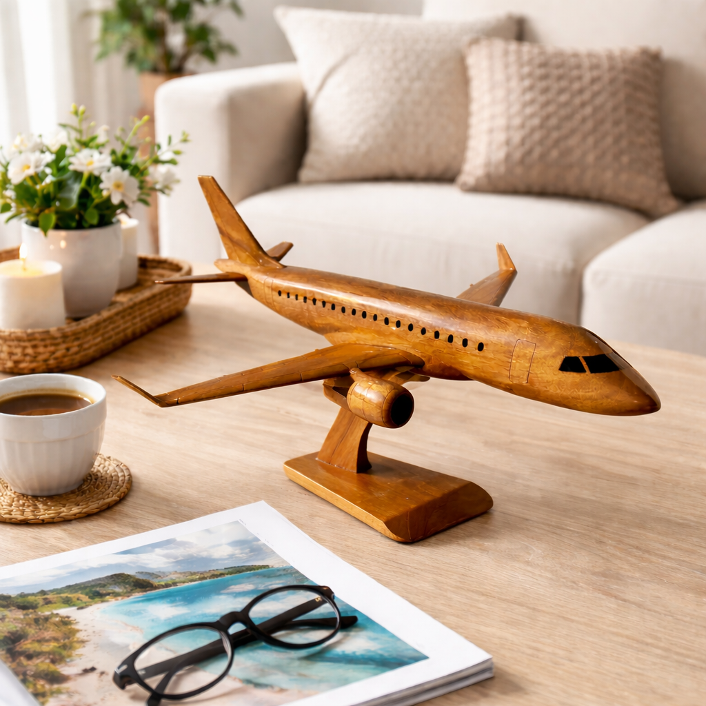 ERJ-175 ( ERJ175 ) Mahogany Wood Desktop Airplane Model