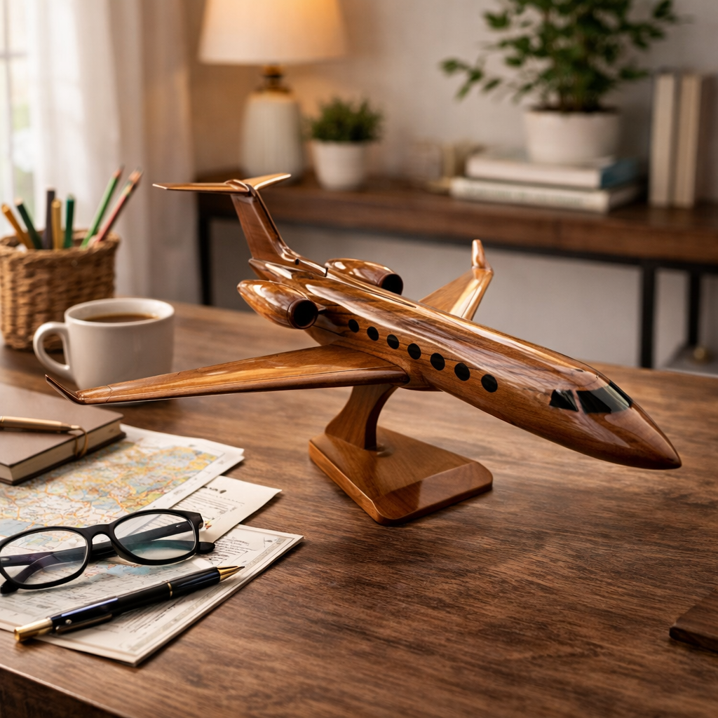 G4SP ( Gulfstream)  Mahogany Wood Desktop Airplane  Model