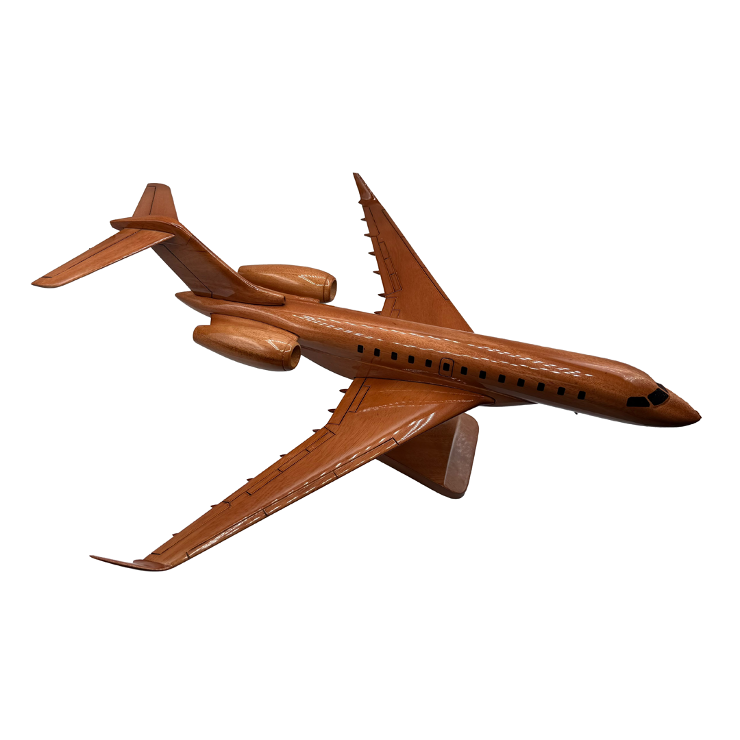 Global 8000 Mahogany Wood Desktop Airplane Model