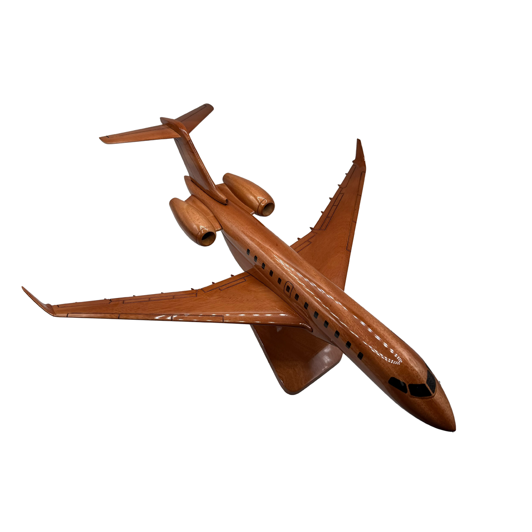 Global 8000 Mahogany Wood Desktop Airplane Model