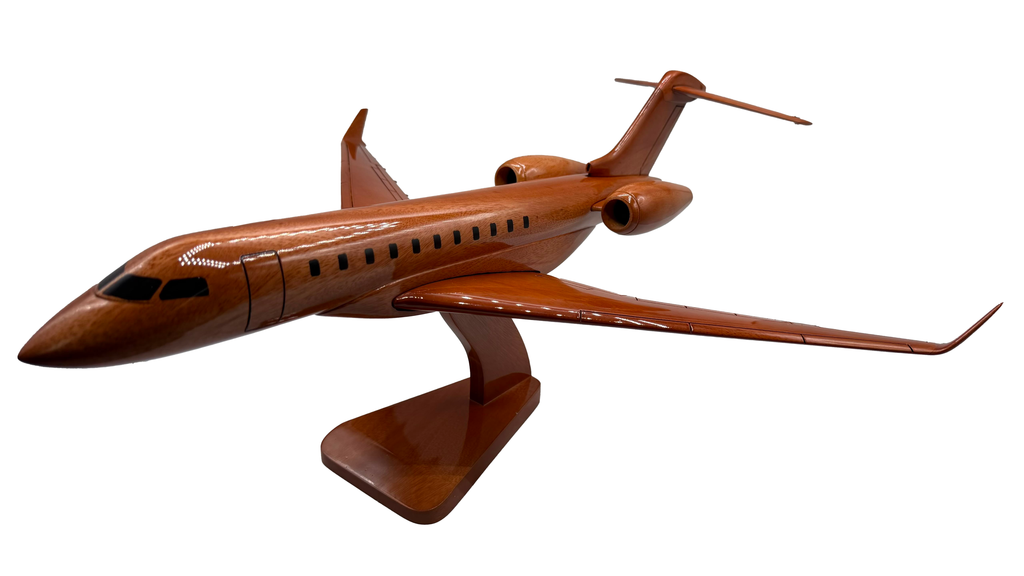 Global 8000 Mahogany Wood Desktop Airplane Model