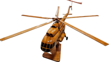 Load image into Gallery viewer, MI17 Mahogany Wood Desktop Helicopter Model