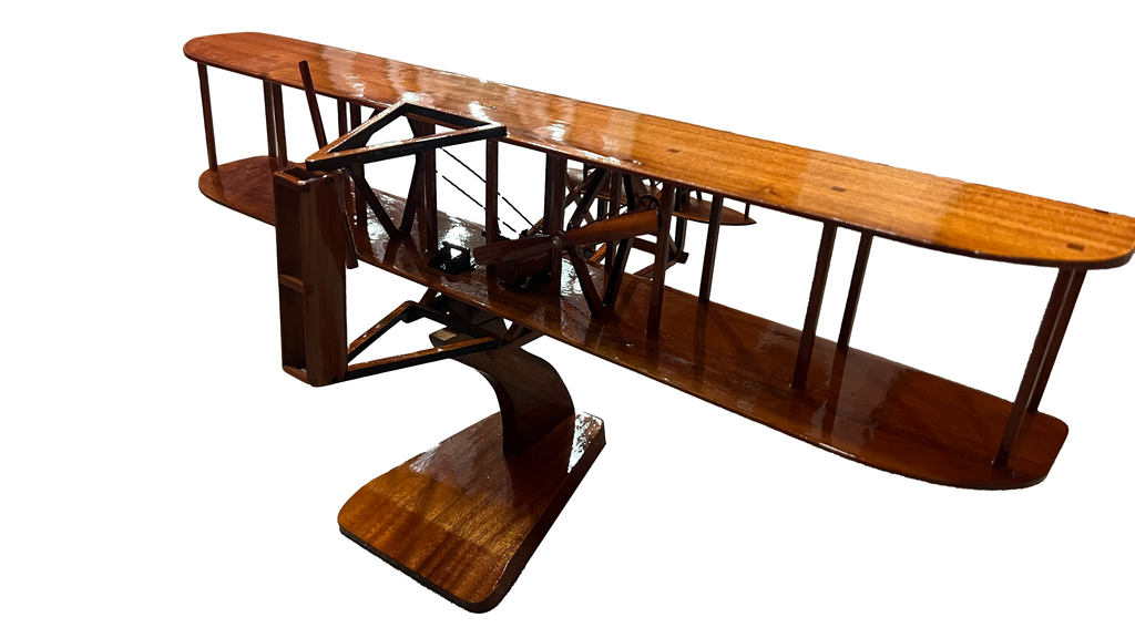 Wright Flyer Mahogany Wood Desktop Airplane Model