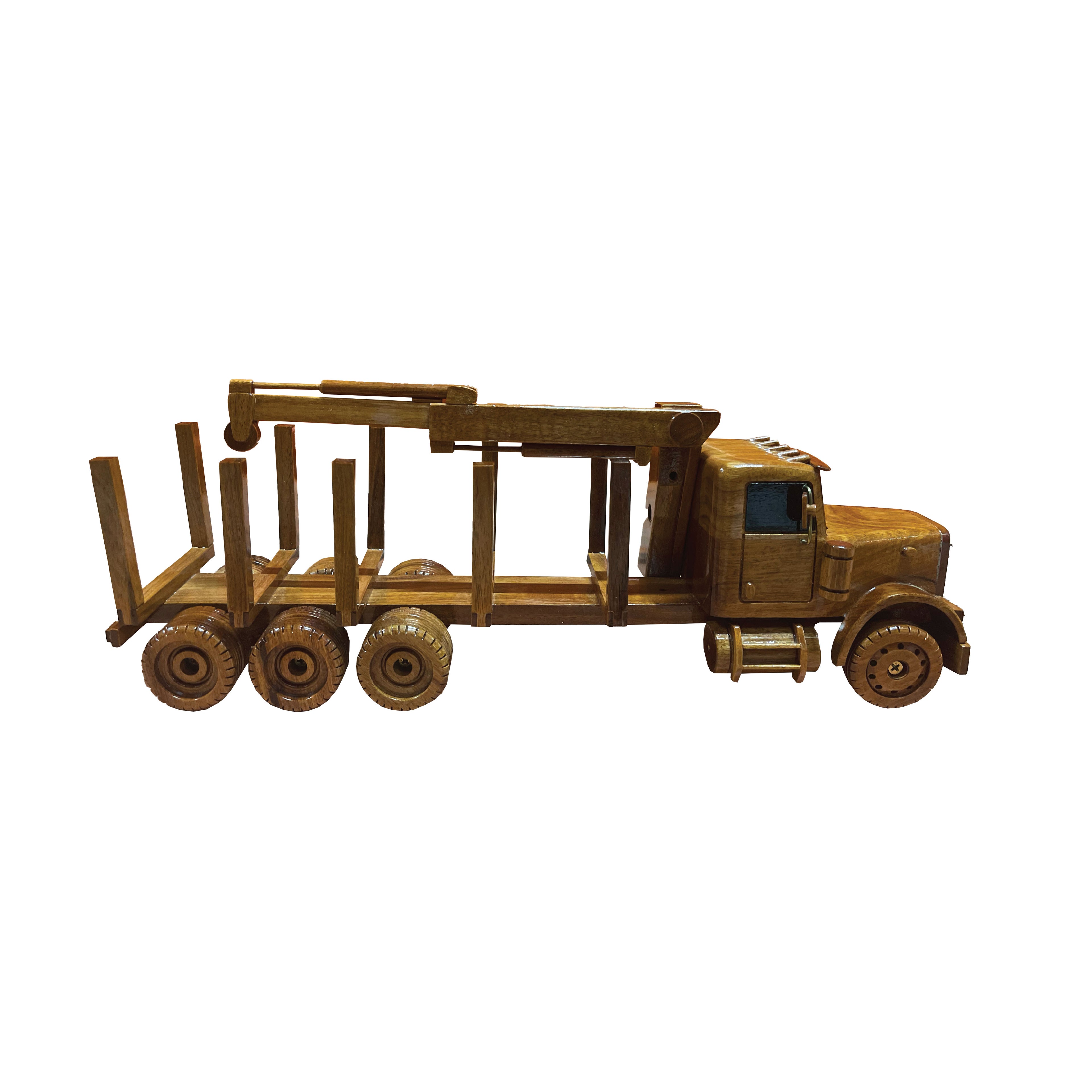 Log Truck with crane Mahogany Wood Desktop truck Model