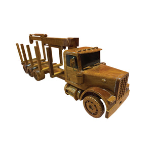 Log Truck with crane Mahogany Wood Desktop truck Model