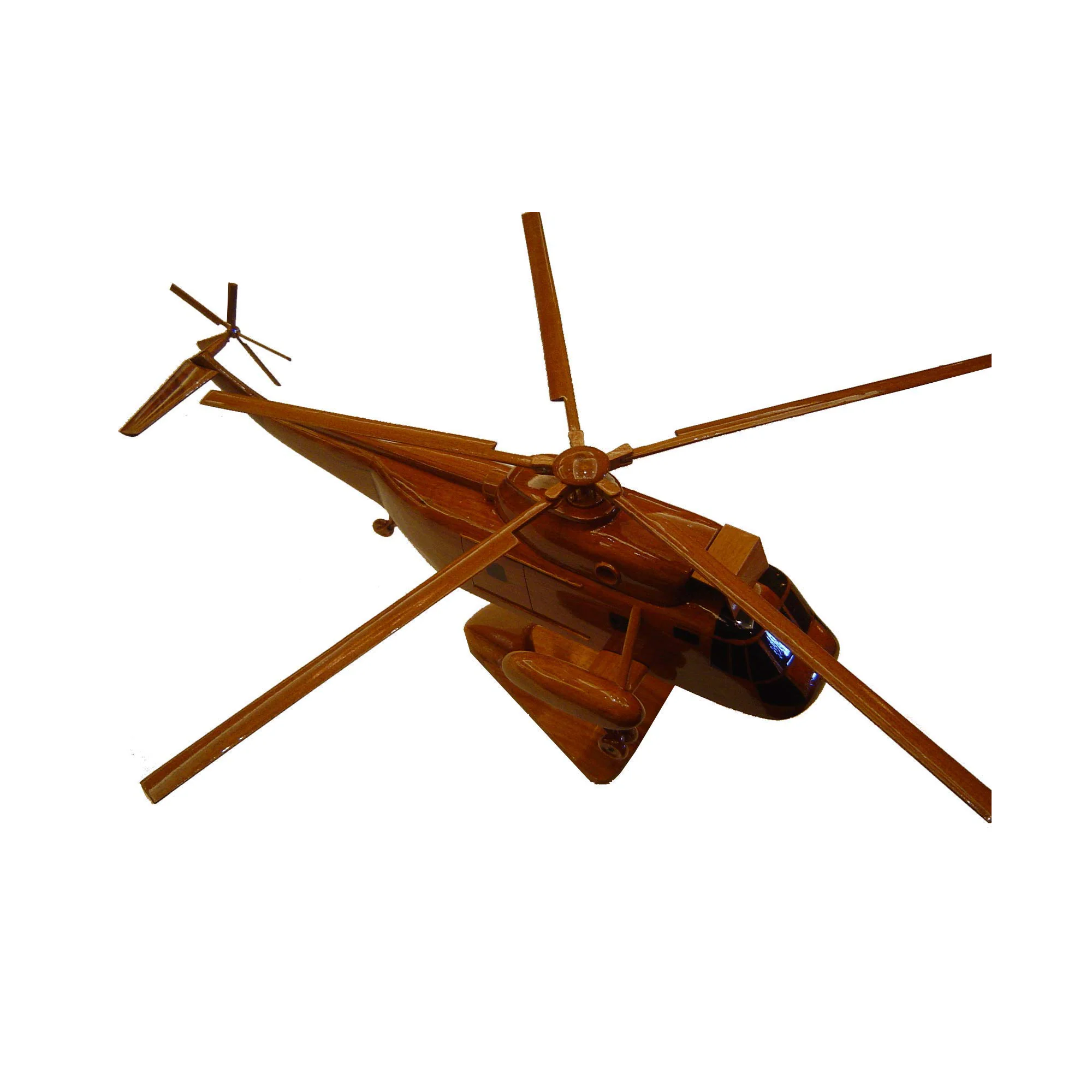 S-61 ( S61 )  Mahogany Wood Desktop Helicopter Model