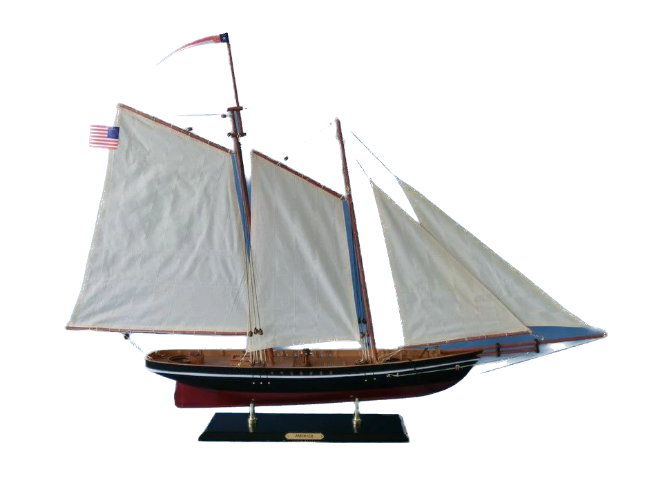 Wooden America Model Sailboat Decoration 35""