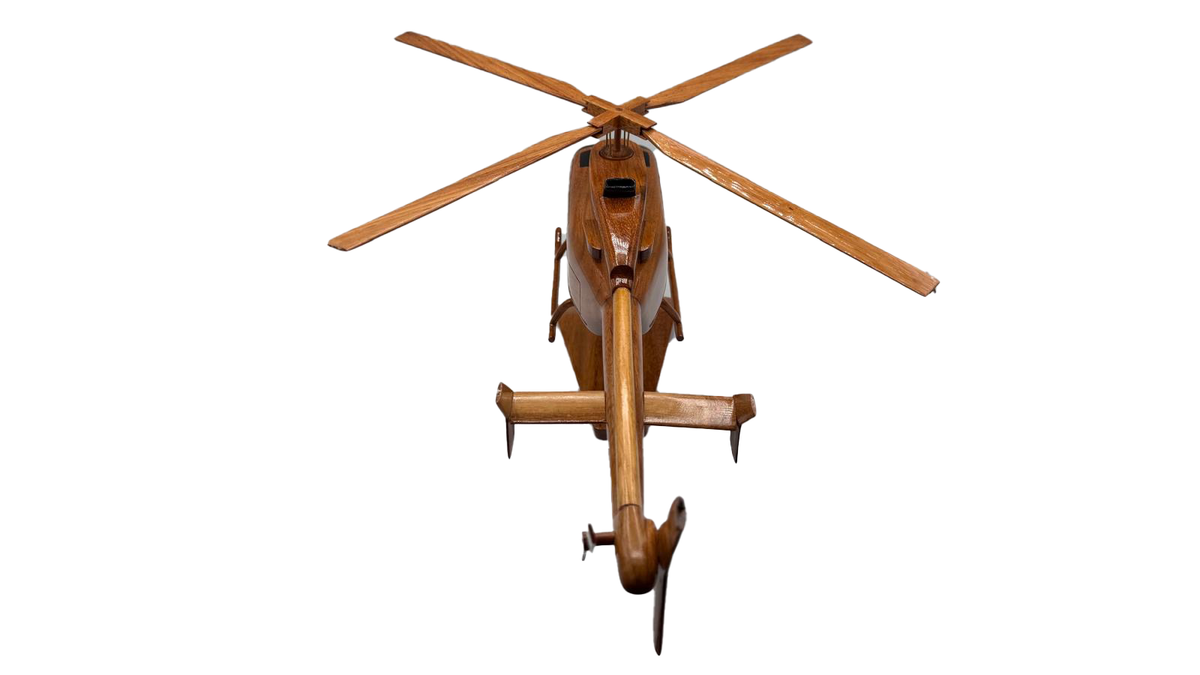Bell 407 Mahogany Wood Desktop Helicopter Model