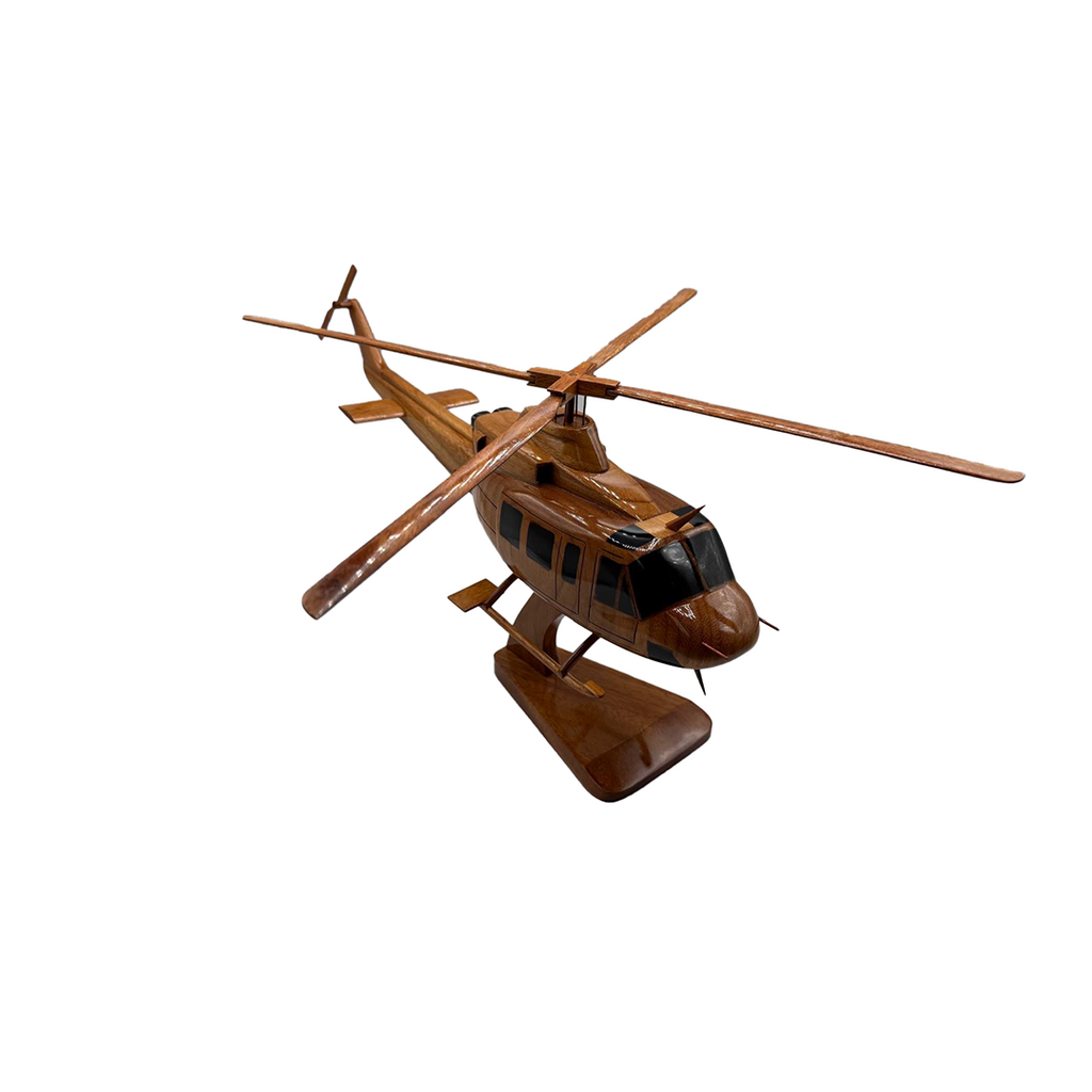 Bell 412 Mahogany Wood Desktop Helicopter Model