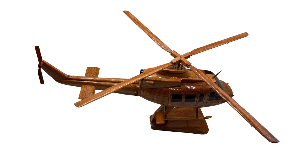 Bell 412 Mahogany Wood Desktop Helicopter Model