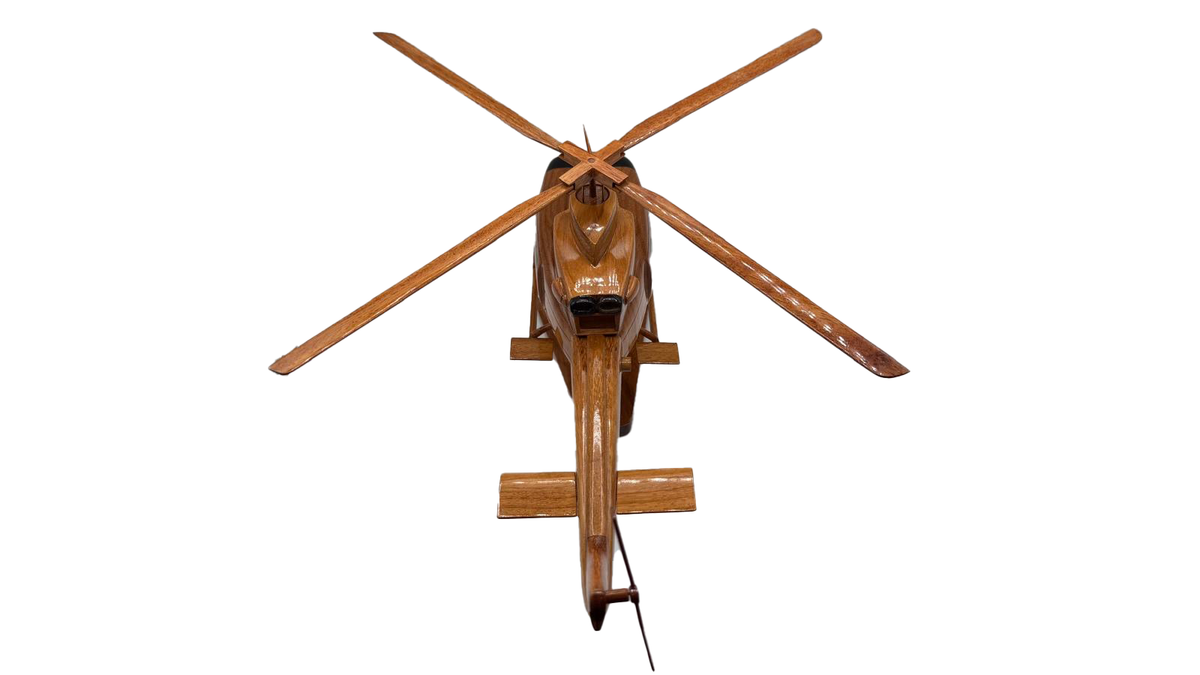 Bell 412 Mahogany Wood Desktop Helicopter Model