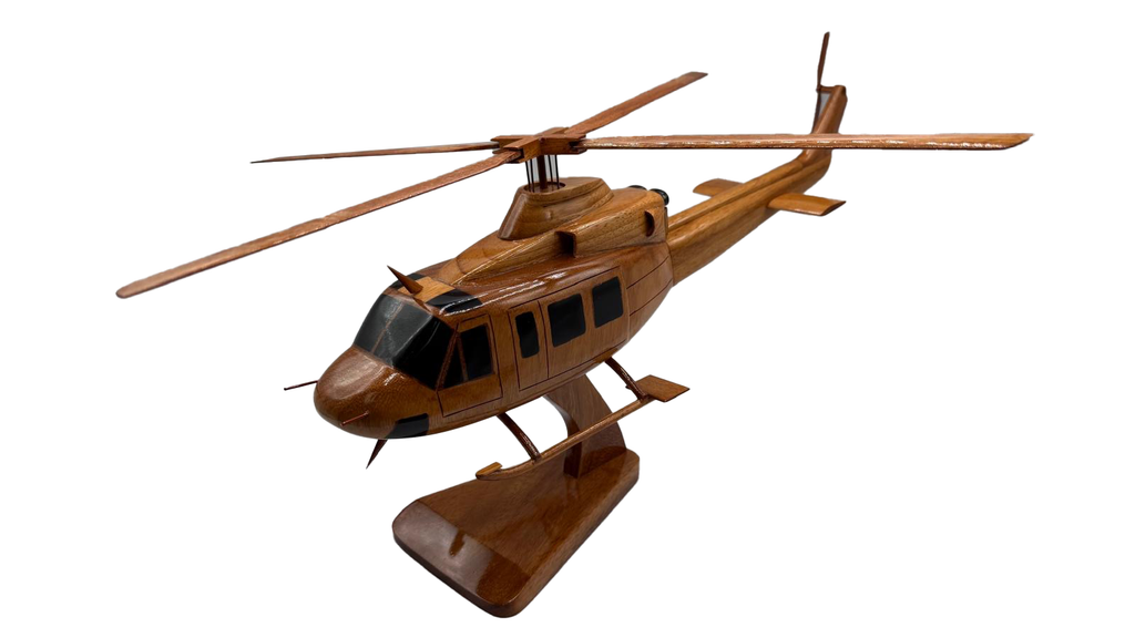 Bell 412 Mahogany Wood Desktop Helicopter Model