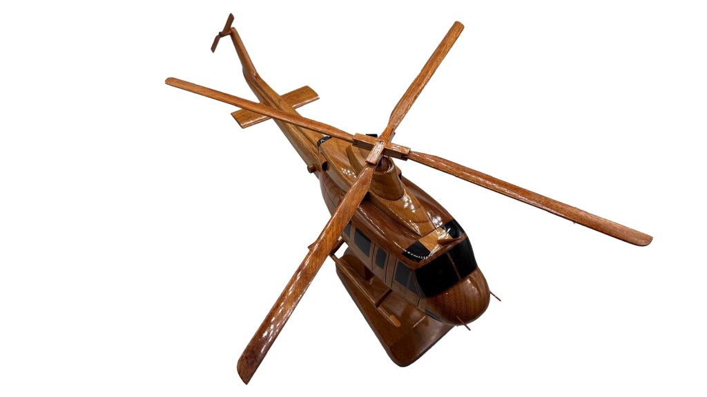 Bell 412 Mahogany Wood Desktop Helicopter Model