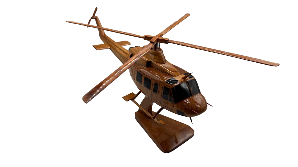 Bell 412 Mahogany Wood Desktop Helicopter Model