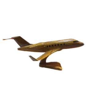 Bombardier Challenger 604 Mahogany Wood Desktop Airplane Model