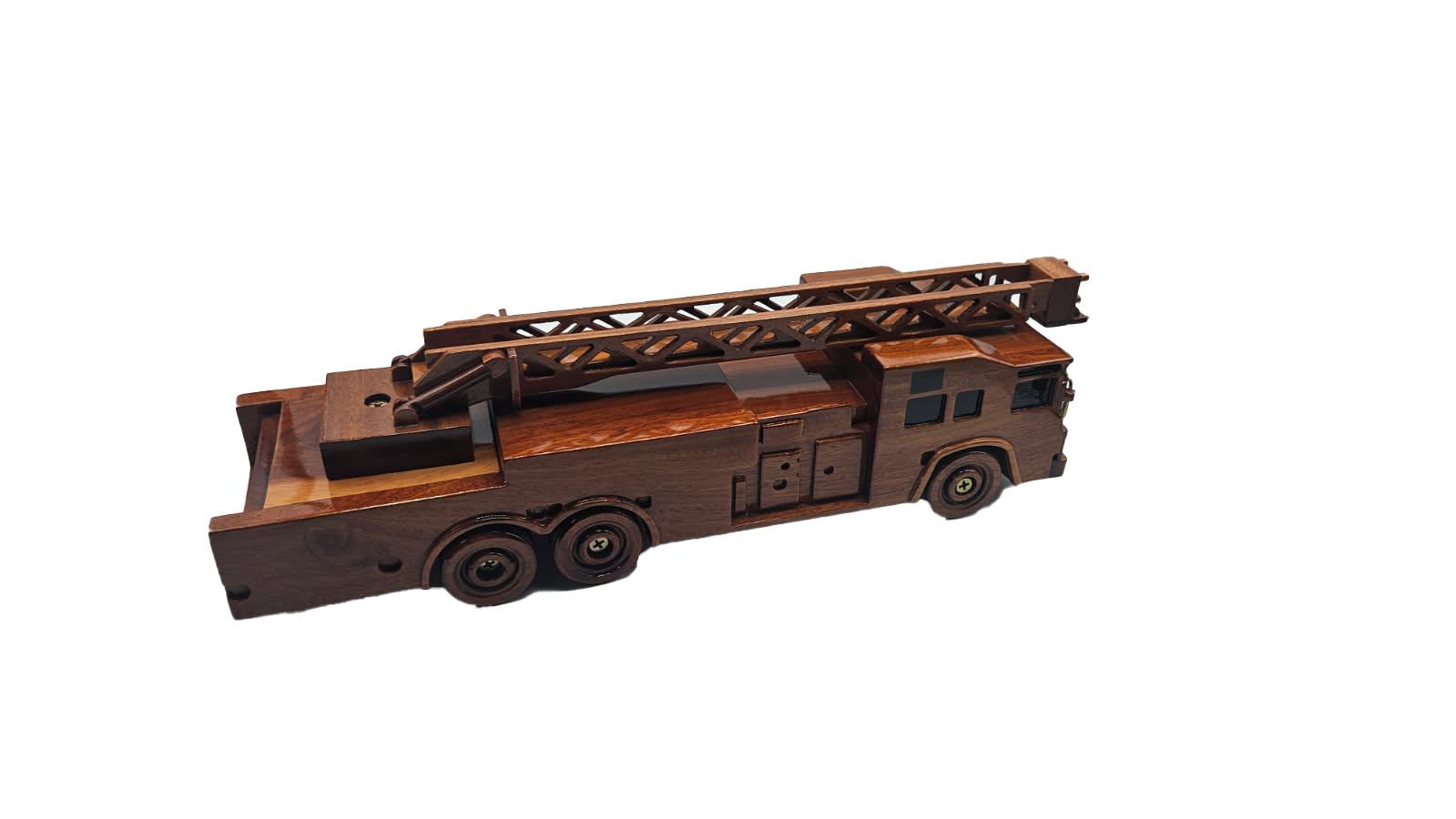 Fire Truck Mahogany Wood desktop Truck model