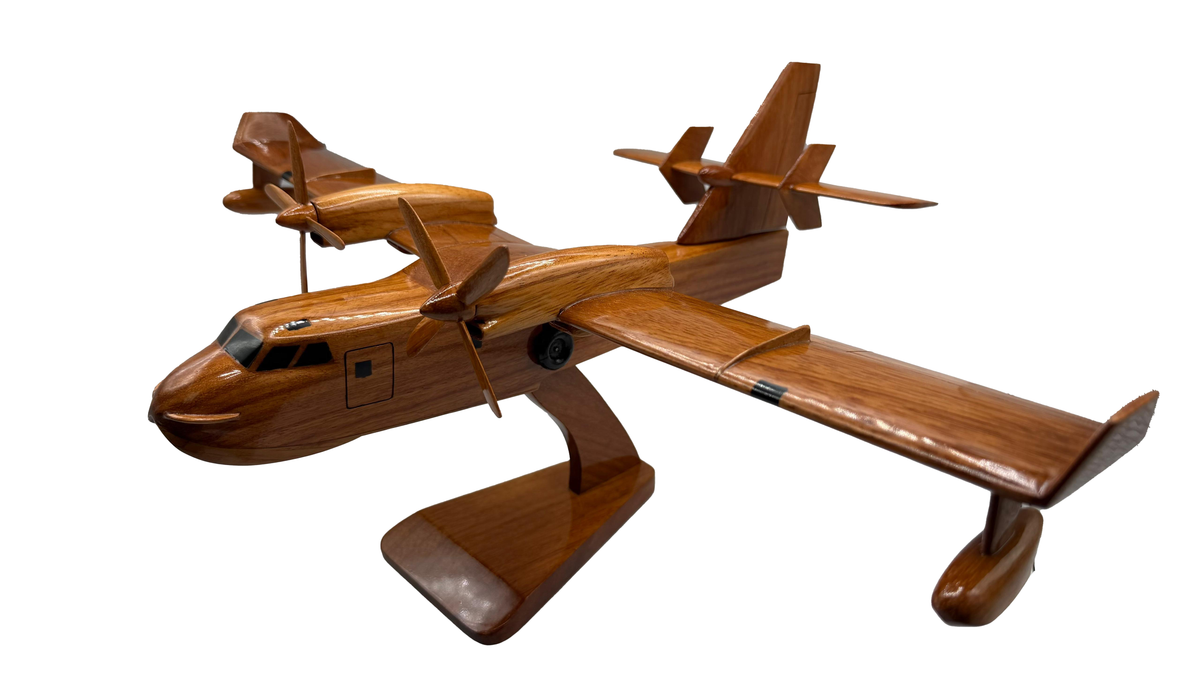 CL-415 ( CL415  ) Canadair Mahogany Wood Desktop Airplane Model