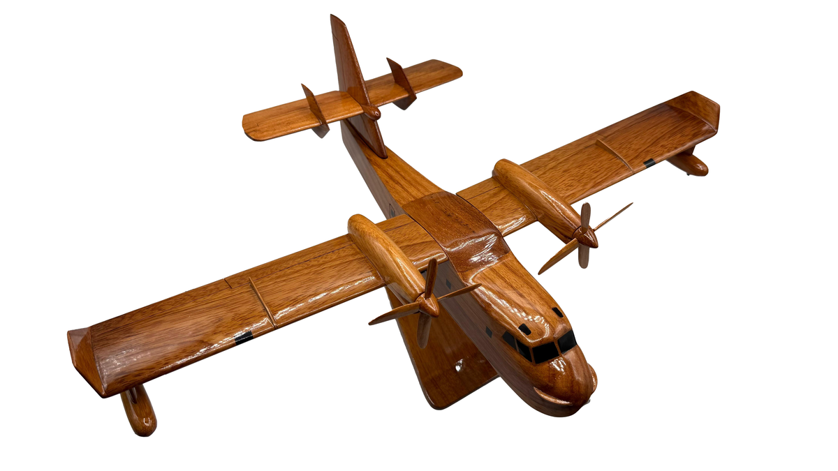CL-415 ( CL415  ) Canadair Mahogany Wood Desktop Airplane Model
