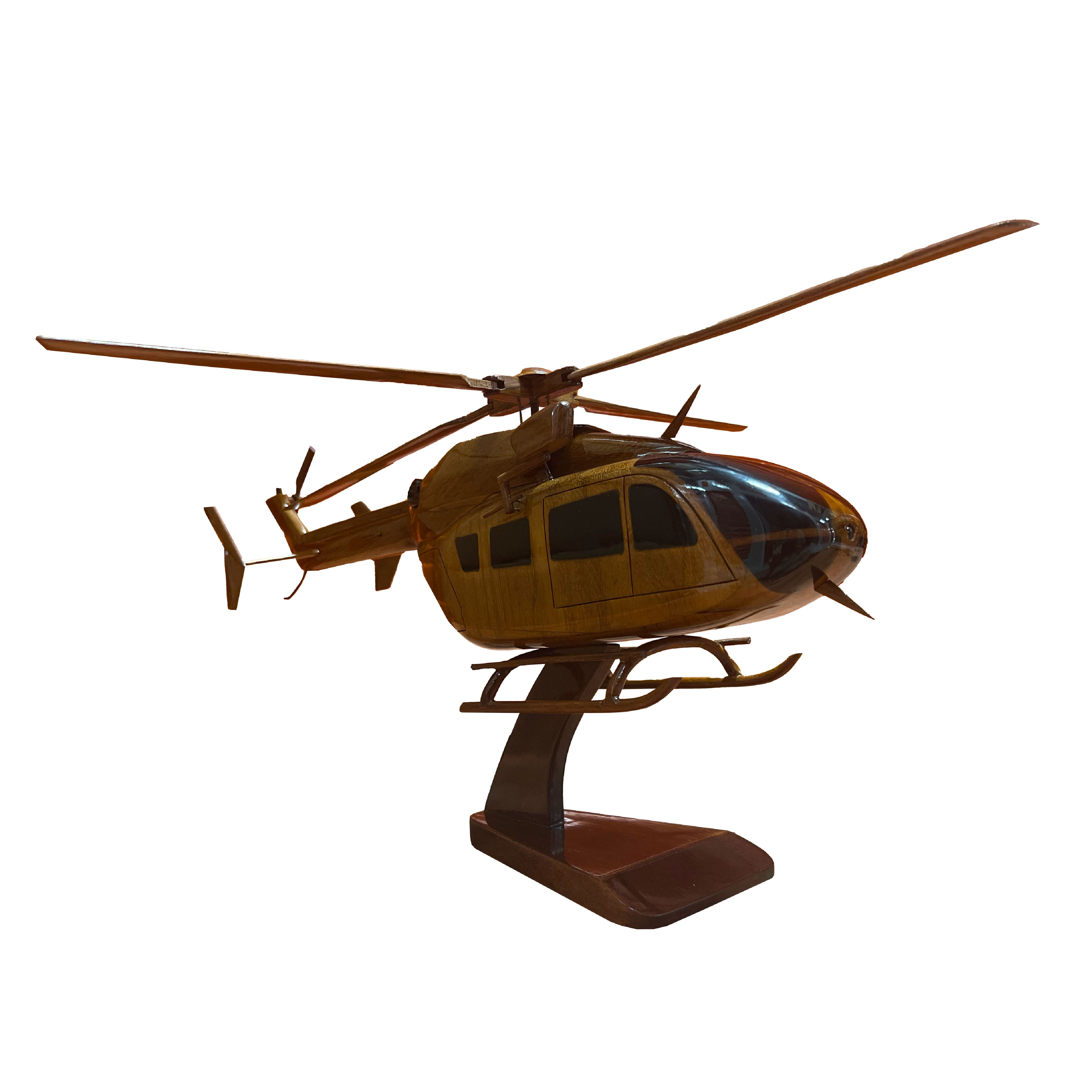 EC145 Mahogany Wood Desktop Helicopter Model