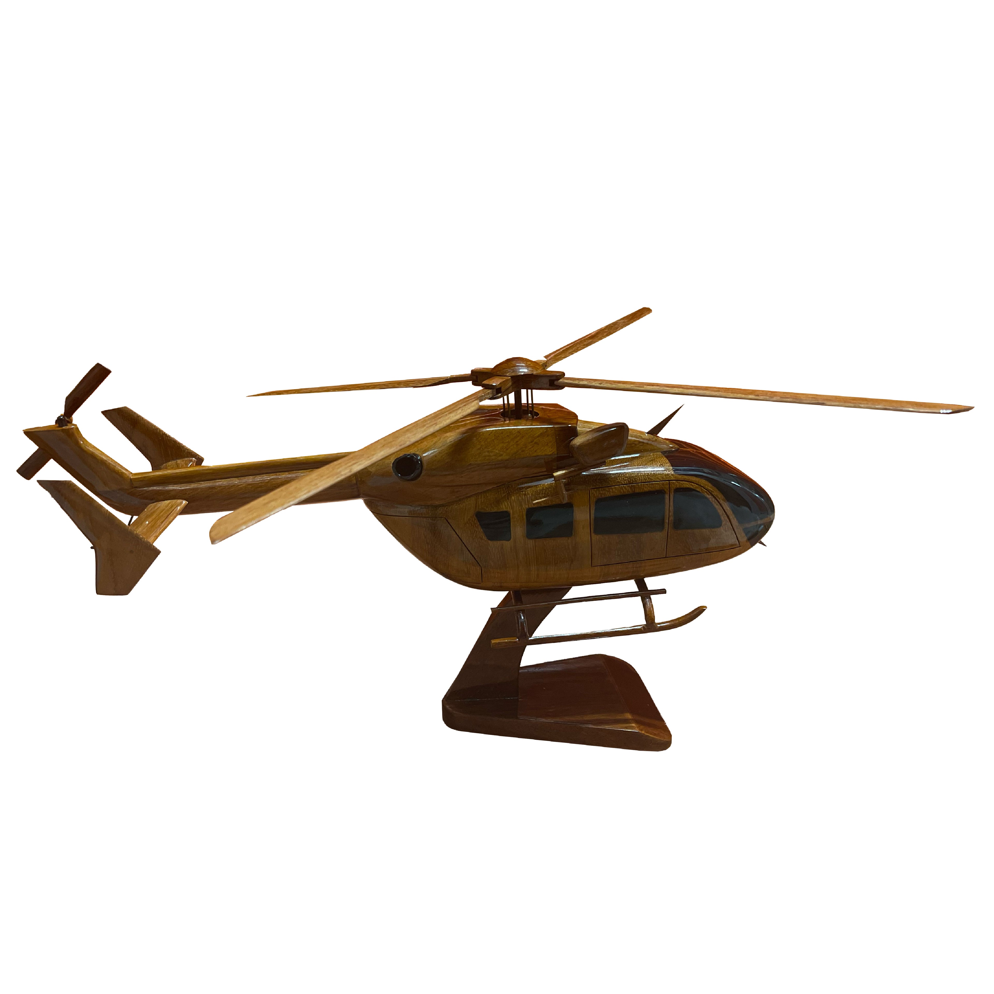 EC145 Mahogany Wood Desktop Helicopter Model