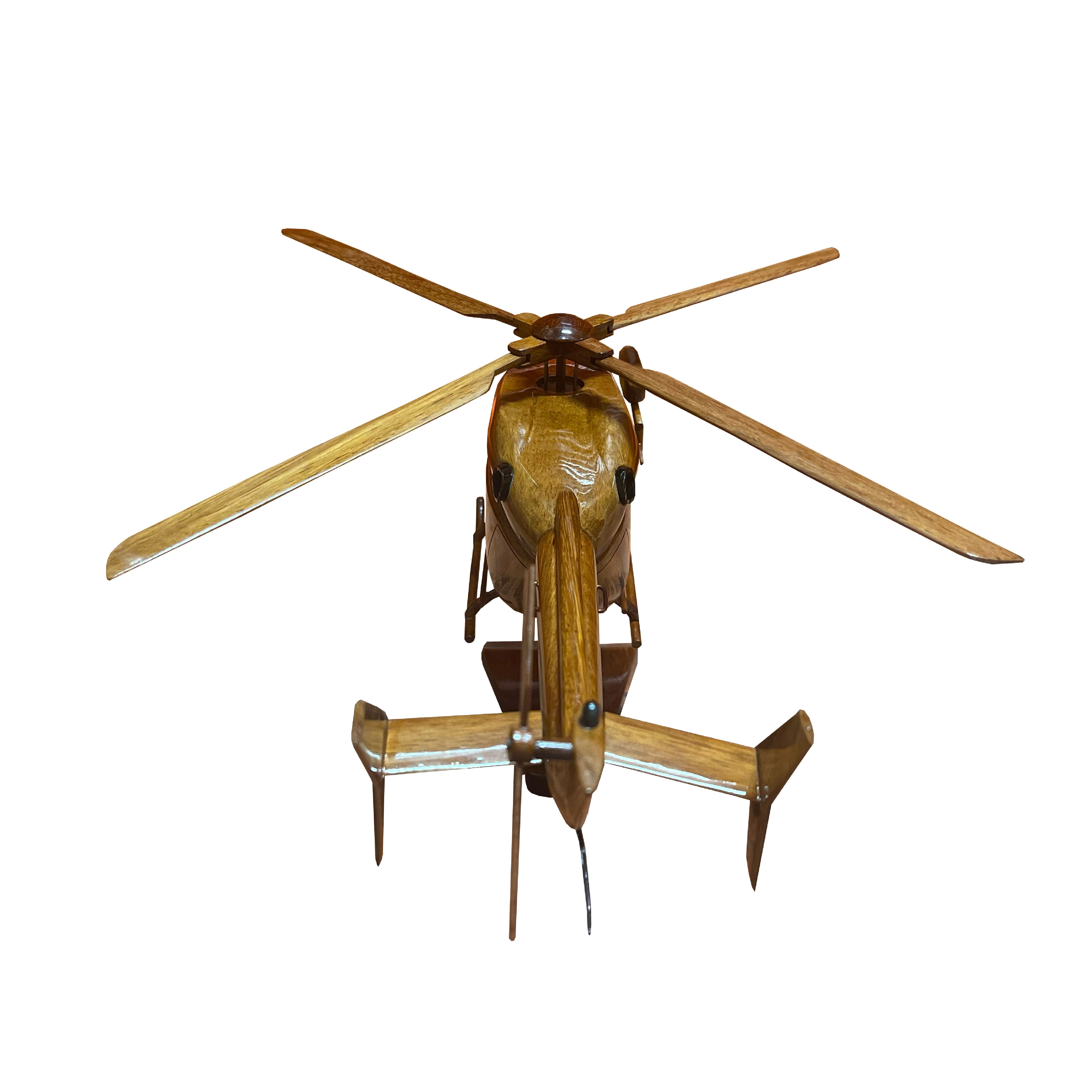 EC145 Mahogany Wood Desktop Helicopter Model