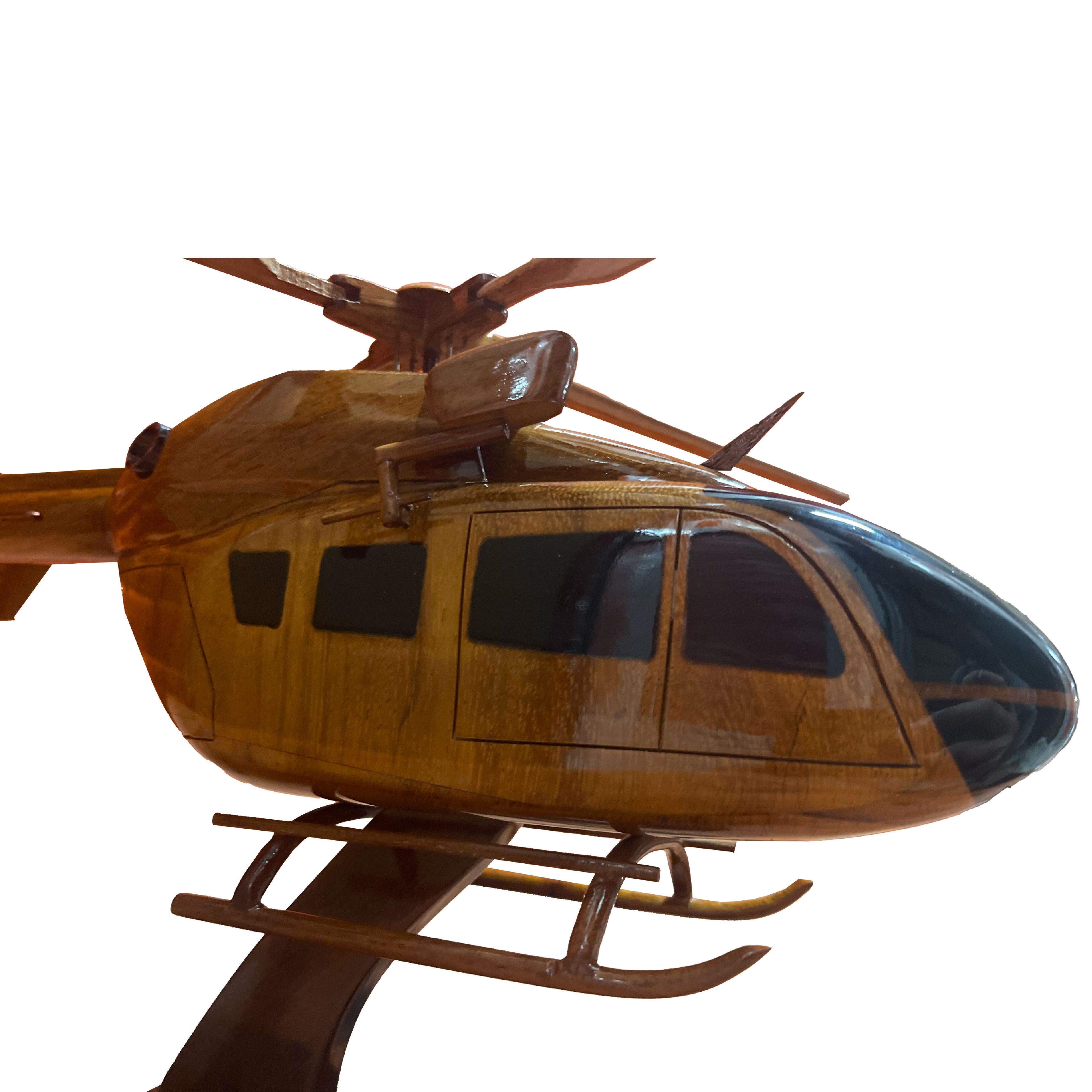 EC145 Mahogany Wood Desktop Helicopter Model