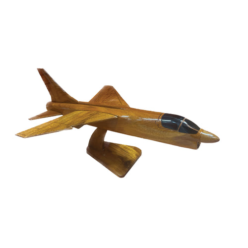 F8 Crusader Mahogany Wood Desktop Airplane Model