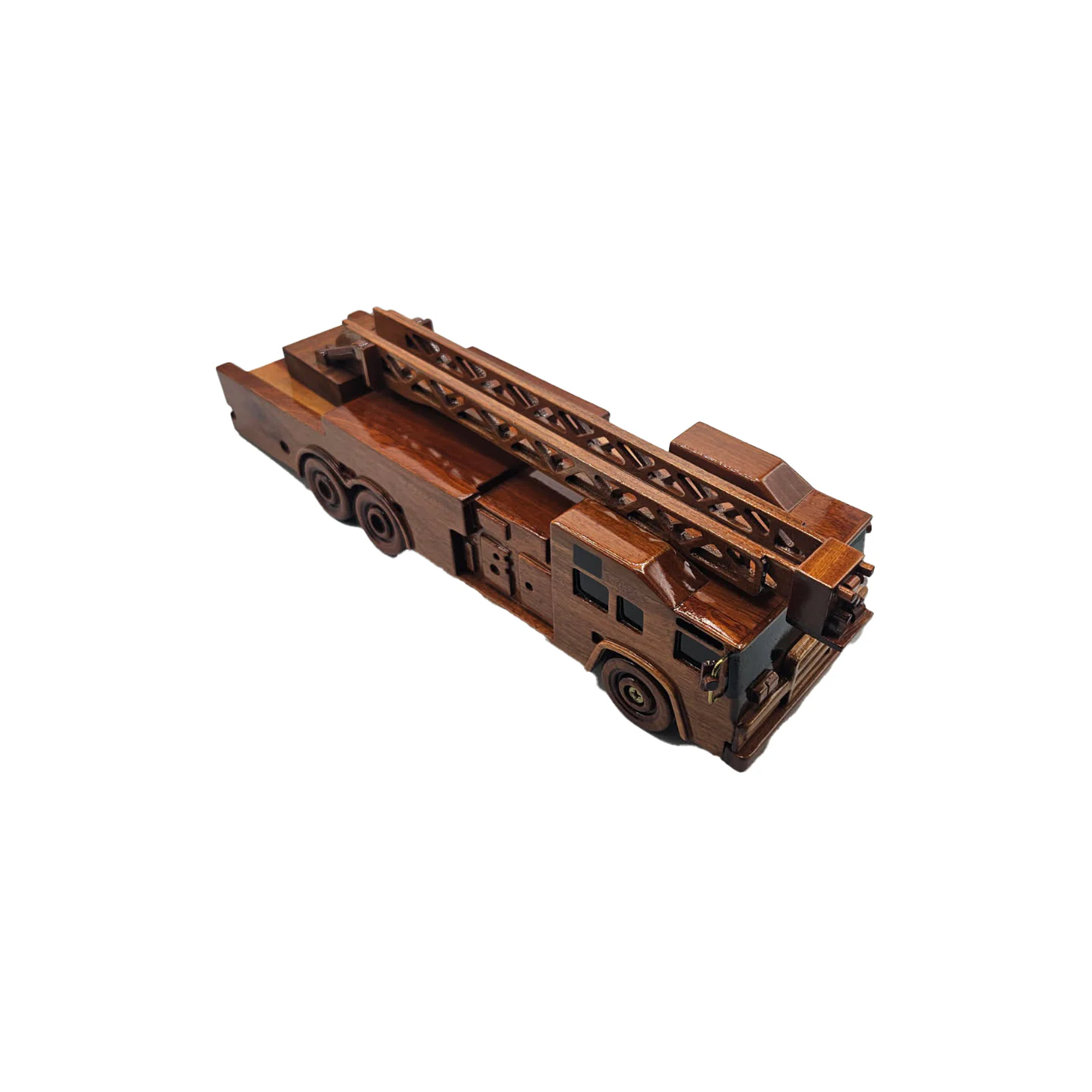 Fire Truck Mahogany Wood desktop Truck model
