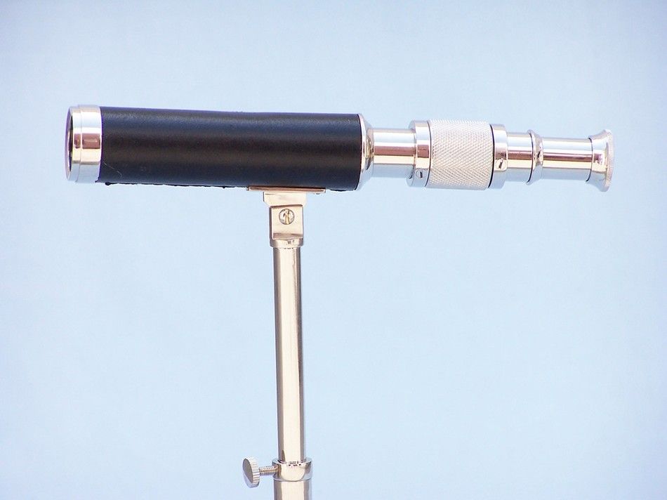 Chrome with Leather Telescope on Stand 17"