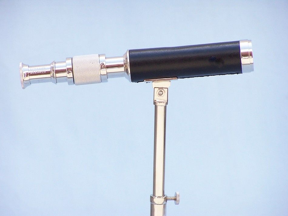 Chrome with Leather Telescope on Stand 17"