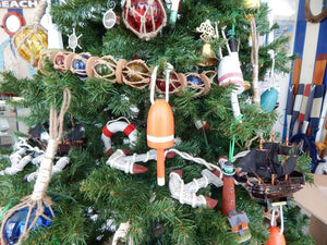 Wooden Orange Lobster Trap Buoy Christmas Tree Ornament