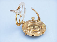 Load image into Gallery viewer, Solid Brass Round Sundial Compass w/ Rosewood Box 6&quot;