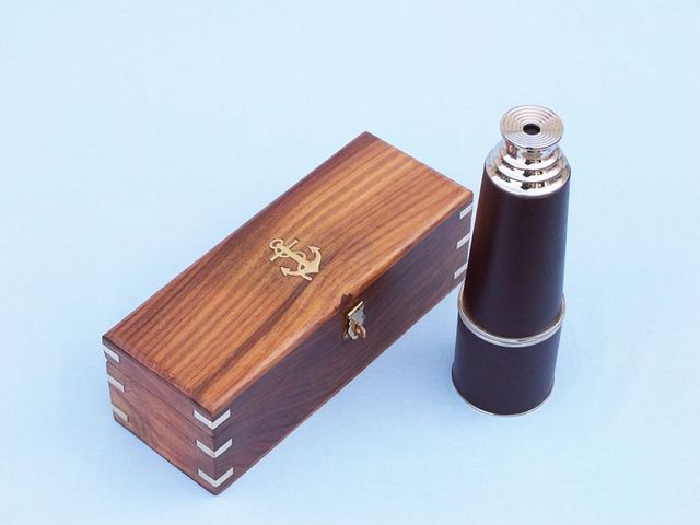 Deluxe Class Admiral's Brass - Leather Spyglass Telescope 27" w/ Rosewood Box