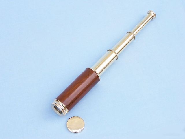 Deluxe Class Solid Brass - Wood Captain's Spyglass Telescope 15" w/ Rosewood Box