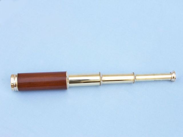 Deluxe Class Solid Brass - Wood Captain's Spyglass Telescope 15" w/ Rosewood Box
