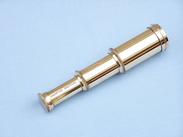 Deluxe Class Scout's Brass Spyglass Telescope 7" w/ Rosewood Box