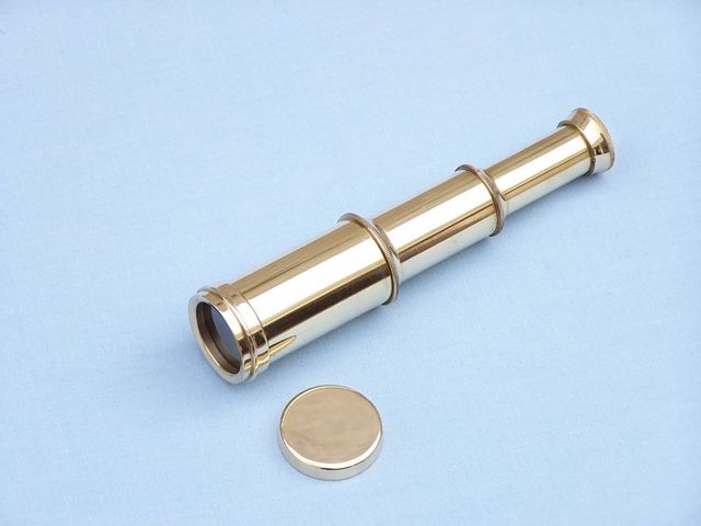 Deluxe Class Scout's Brass Spyglass Telescope 7" w/ Rosewood Box