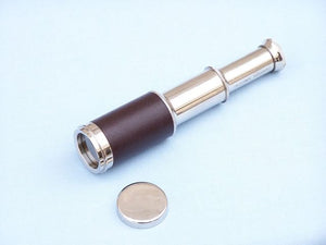 Deluxe Class Scout's Brass - Leather Spyglass Telescope 7" w/ Rosewood Box